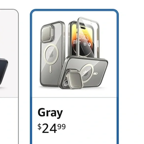 Gray Protective iPhone 15 pro max Case with Stand - Picture 2 of 2